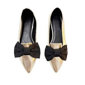 ASOS Design Bow Front Flats  Metallic Gold SZ8
